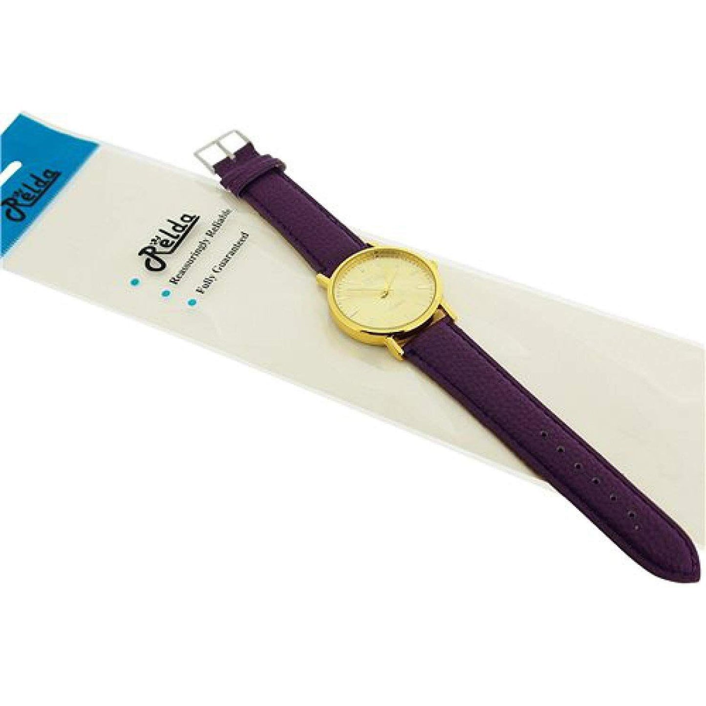 Relda Women Analogue Jumbo Gold tone Dial & Leather Purple Strap With Buckle REL62
