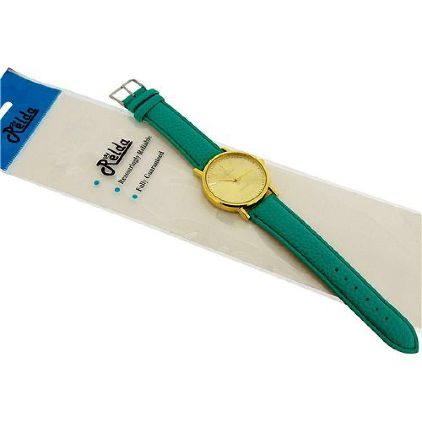 Relda Women Analogue Jumbo Gold tone Dial & Leather Green Strap With Buckle REL60